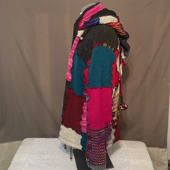 ❤️BOHO Hippy Wool Patchwork Jacket, Shop O holic Fashion. With detachable hood. - Picture 7 of 12